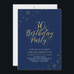 Invitation Or et bleu marine | Modern Chic 30th Birthday Part<br><div class="desc">Fêtons votre journée spéciale avec cette élégante invitation à la fête du 30e anniversaire. Ce design présente une typographie or chic et des éléments or avec un arrière - plan bleu marine. Vous pouvez customiser le texte et la couleur arrière - plan. Plus d'articles correspondants disponibles dans ma boutique BaraBomDesign....</div>