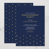 Invitation Or et bleu marine | Parti d'engagement moderne chi (Devant / Derrière)