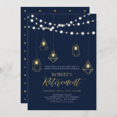 Invitation Or et bleu marine | String Lights RetiParty (Devant / Derrière)