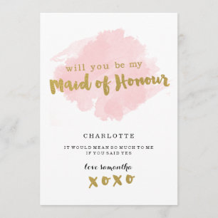 Invitation Or et Blush serez-vous ma domestique d'honneur ?