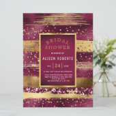 Invitation Or et bordeaux coups mariage douche nuptiale (Debout devant)