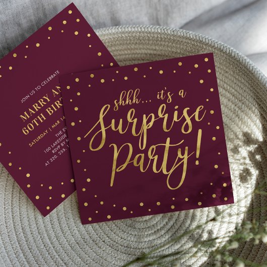 Invitation Or et Bourgogne | Surprise 60e fête d'anniversaire