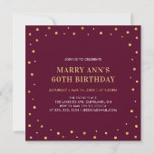 Invitation Or et Bourgogne | Surprise 60e fête d'anniversaire (Dos)