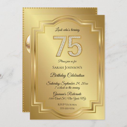 Invitation Or et diamants 75e anniversaire (Devant / Derrière)