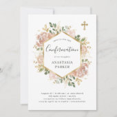 Invitation Or et élégant floral neutre | Confirmation (Devant)