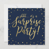 Invitation Or et marine | 50e fête d'anniversaire surprise (Devant)