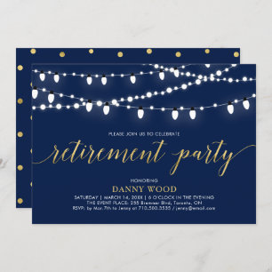 Invitation Or et marine Parti de retraite moderne chic
