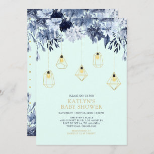 Invitation Or et monnaie Baby shower chic Boho