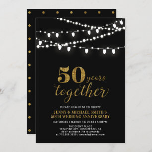 Invitation Or et noir   50e anniversaire Mariage moderne