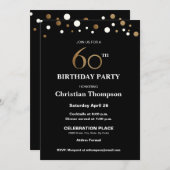 Invitation Or et noir, 60e fête d'anniversaire (Devant / Derrière)