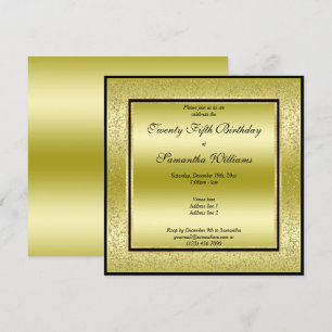 Invitation Or et noir brillant, cadre Parties scintillant or 