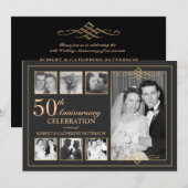 Invitation Or et noir classique Photo Anniversaire de mariage (Devant / Derrière)