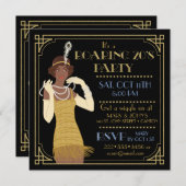 Invitation Or et noir d'aileron d'Afro-américain des années (Devant / Derrière)