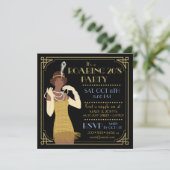 Invitation Or et noir d'aileron d'Afro-américain des années (Debout devant)