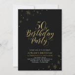 Invitation Or et noir | Modern Chic 50th Birthday Party<br><div class="desc">Fêtons votre journée spéciale avec cette invitation élégante à la fête du 50e anniversaire, en or et en noir. Ce design présente une typographie or chic et des éléments or avec un arrière - plan noir. Vous pouvez customiser le texte et la couleur arrière - plan. Plus d'articles correspondants disponibles...</div>