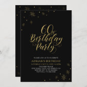 Invitation Or et noir | Modern Chic 60th Birthday Party (Devant / Derrière)