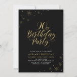 Invitation Or et noir | Modern Chic 90th Birthday Party<br><div class="desc">Fêtons votre journée spéciale avec cette invitation élégante à la fête du 90e anniversaire or & noir. Ce design présente une typographie or chic et des éléments or avec un arrière - plan noir. Vous pouvez customiser le texte et la couleur arrière - plan. Plus d'articles correspondants disponibles dans ma...</div>