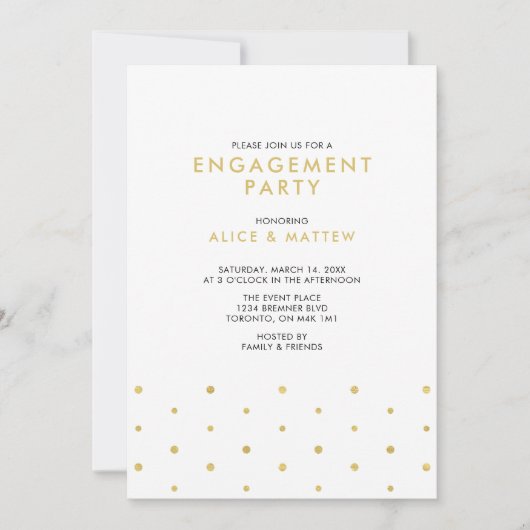 Invitation Or et noir | Parti d'engagement moderne chic (Devant)