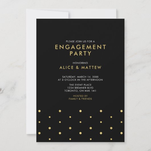 Invitation Or et noir | Parti d'engagement moderne chic (Devant)