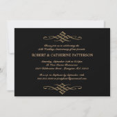 Invitation Or et Noir Photo Classique Mariage Anniversaire (Dos)