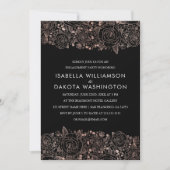 Invitation Or et noir rose | Chic Floral Engagement Party (Devant)