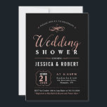 Invitation Or et noir rose | Élégant Wedding shower Couples<br><div class="desc">Cette élégante invitation wedding shower présente une belle typographie rose en or sur un arrière - plan noir. Vous pouvez customiser la couleur arrière - plan.</div>