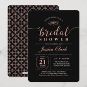 Invitation Or et noir rose | Élégante Fête des mariées de mar (Devant / Derrière)