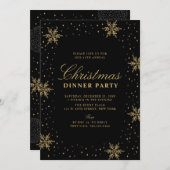 Invitation Or et noir | Soirée de Noël moderne et chic (Devant / Derrière)