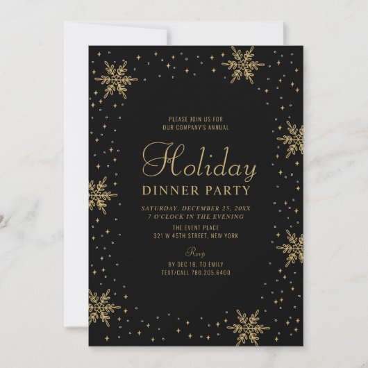 Invitation Or et noir | Soirée de vacances (Devant)
