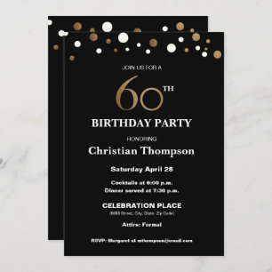 Invitation Or et noir, soixantième fête d'anniversaire