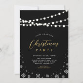 Invitation Or et noir | String Lights Christmas Party Invit (Devant)