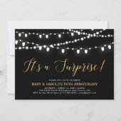 Invitation Or et Noir | Surprise 50e anniversaire de mariage (Devant)