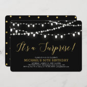 Invitation Or et noir | Surprise 50e fête d'anniversaire (Devant / Derrière)