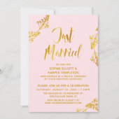 Invitation Or et Rose Mariage Réception de mariage après la c (Devant)