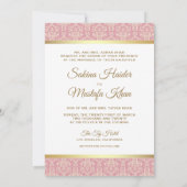 Invitation Or et Rose rose Damask musulman musulman Mariage (Dos)