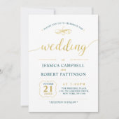 Invitation Or et Turquoise | Élégante cérémonie Mariage class (Devant)