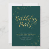 Invitation Or et vert | Modern Chic 25e fête d'anniversaire (Devant)