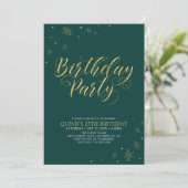 Invitation Or et vert | Modern Chic 25e fête d'anniversaire (Debout devant)
