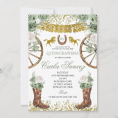 Invitation Or et vert sauge Western Charra 15 Ans (Devant)