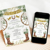 Invitation Or et vert sauge Western Charra 15 Ans