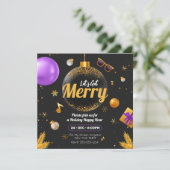 Invitation Or et Violet Amusons-nous Noël Amusement (Debout devant)