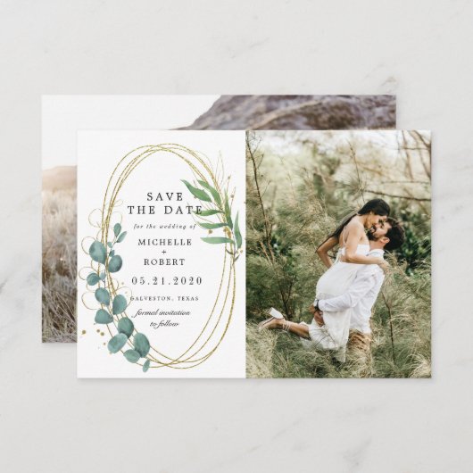Invitation or eucalyptus verdure deux Photo Enregistrer la da (Devant / Derrière)