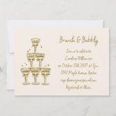 Invitation Or Fête Bulles Matinée Champagne Calligraphiée (Devant)