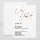 Invitation Or Fêtons Mariage Simple et Élégant (Devant / Derrière)