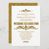 Invitation or feuille de parties scintillant confetti élégant (Devant / Derrière)