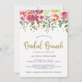 Invitation Or floral | Brunch nuptial moderne aquarelle (Devant)
