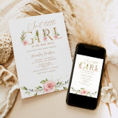 Invitation Or floral floral doux petit baby shower fille