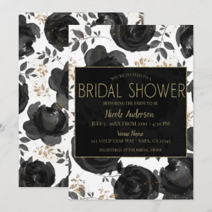 Invitation Or Floral Glamour Feuilles Mariage