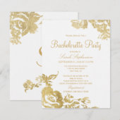 Invitation Or floral moderne simple élégant Bachelorette (Devant / Derrière)