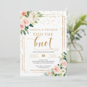 Invitation Or floral rose pâle géométrique noué (Debout devant)